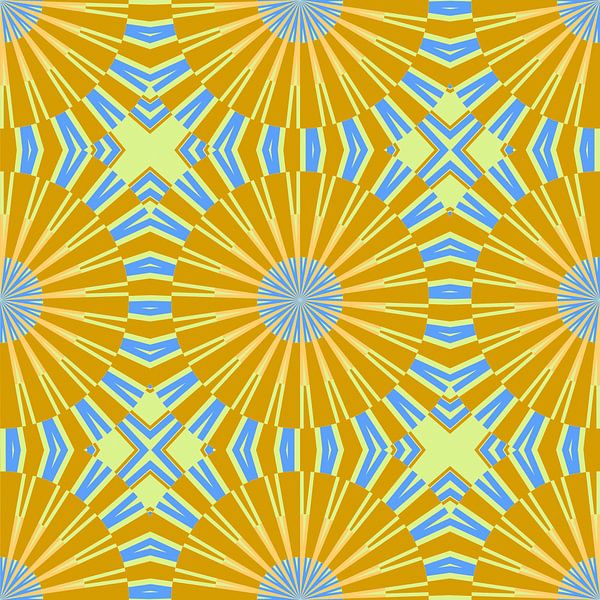 Fleurs japonaises ocre or par Mad Dog Art