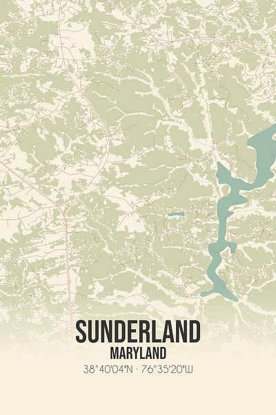 Carte ancienne de Sunderland (Maryland), USA. par Affiches de lieux