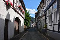 Rue avec des maisons à colombages dans le centre de Goslar Harz Allemagne