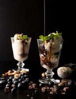 Ice cream sundae with chocolate sauce