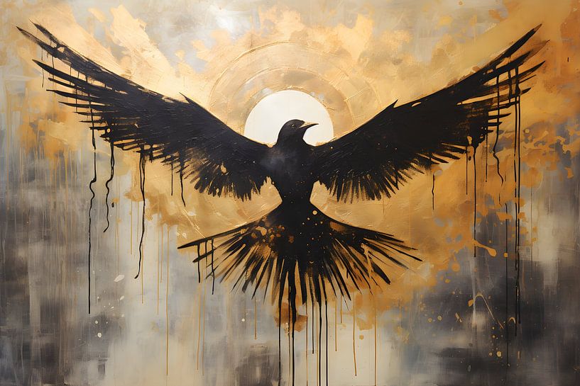 Painting Bird | Painting Black Gold | Painting Bird by AiArtLand