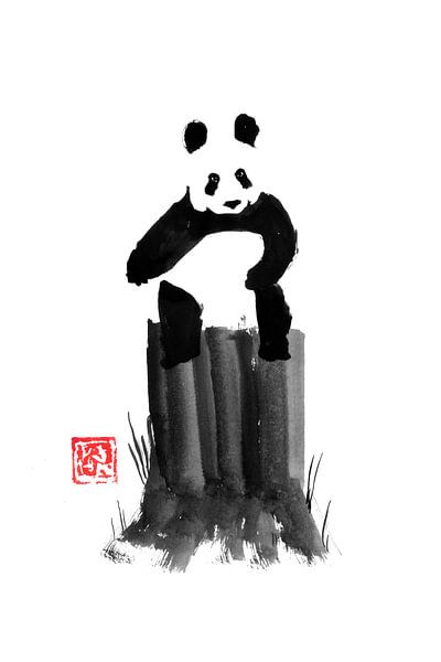 panda on his cut tree par Péchane Sumie