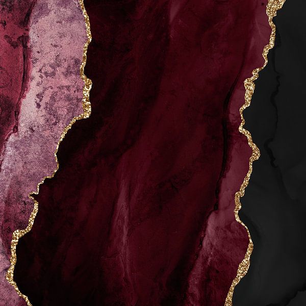 Burgund &amp; Gold Achat Textur 01 von Aloke Design
