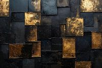 Tableau noir et or | Tableau oblong | Grand tableau salle de séjour