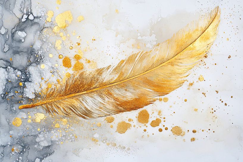 Gouden veer op marmer achtergrond van Imperial Art House