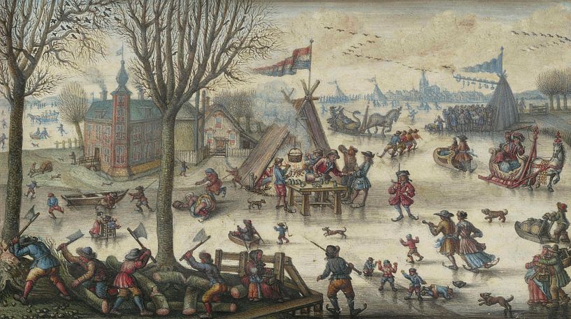 Winter Landscape with Figures, Jan Berents by Masterful Masters