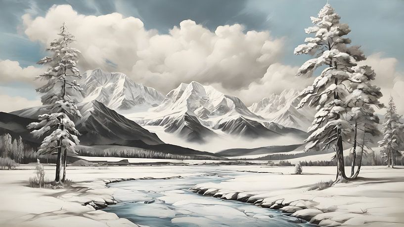 Malerei Berg Winterlandschaft von Anton de Zeeuw