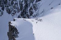A group of skiers in the Mont-Blanc massif.