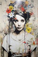 Frau mit Blumenkranz