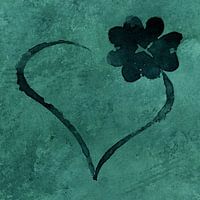 Heart with a four leaf clover (watercolor painting flowers and plants love Valentine love happiness