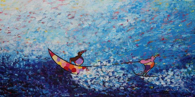 Ladies are Water Skiing by Monique van Kipshagen - Heartwarming Arts