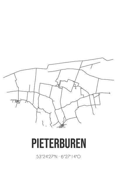 Pieterburen (Groningen) | Carte | Noir et Blanc par Affiches de lieux