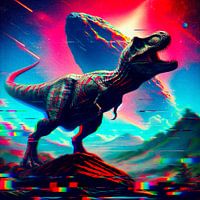 Untergang der Dinosaurier - Glitch Illustration