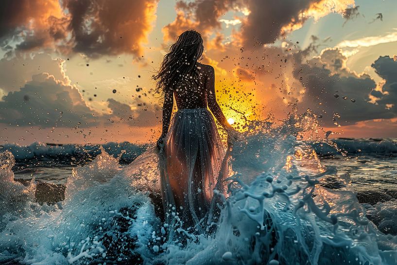 bride in the surf by Egon Zitter