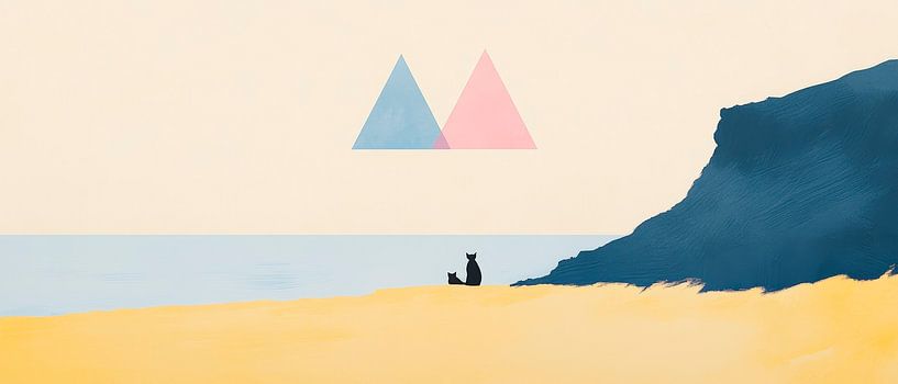 Deux triangles au-dessus d'un paysage côtier paisible par Poster Art Shop