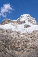 Majestic glacier on rock layers