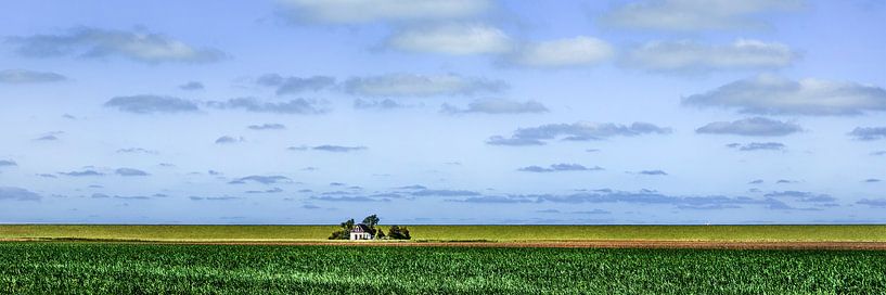 Huisje aan de dijk in kleur von Harrie Muis
