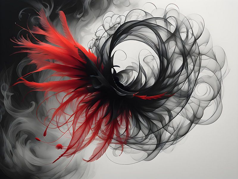 Le rouge flamboyant rencontre le noir profond. par Bart Veeken