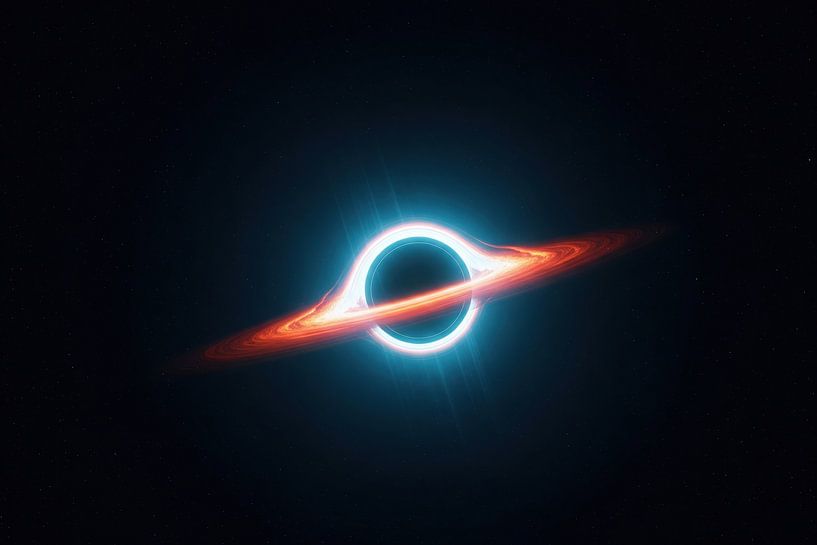 Schwarzes Loch mit Akkretionsscheibe vor sternförmigem Hintergrund von Markus Gann