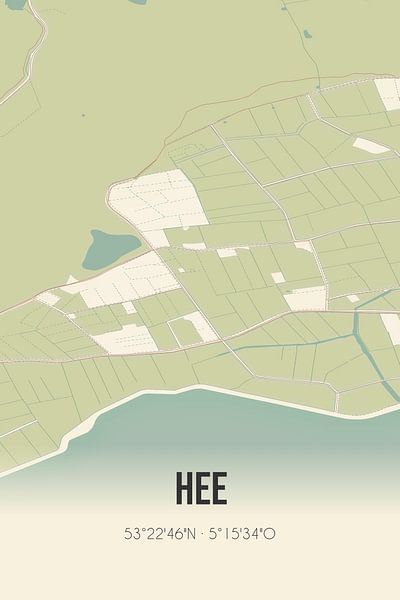 Carte ancienne de Hee (Fryslan) par Affiches de lieux