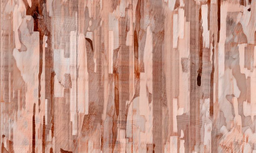 Yugen, moderner abstrakter Skandinavischer Wald in erdigen warmen Farben von Mad Dog Art