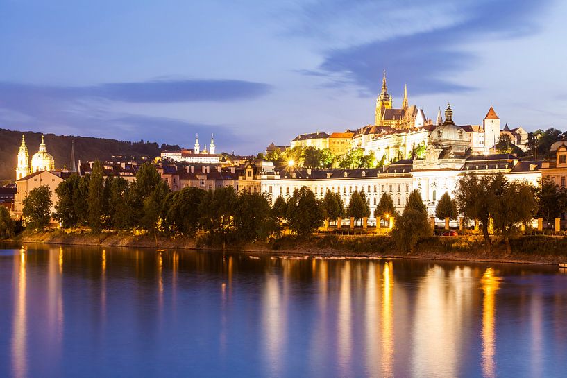 Hradcany with the castle in Prague in the evening by Werner Dieterich