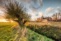 Coucher de soleil à la vieille église d'Oosterbeek
