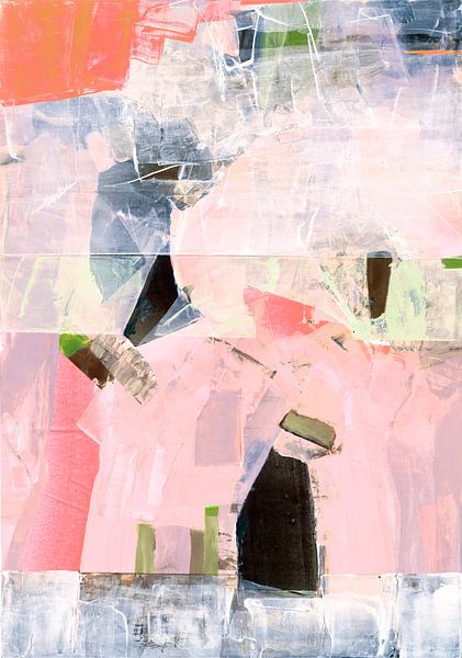 Perzik groene abstracte compositie van SoulmadeartBerlin