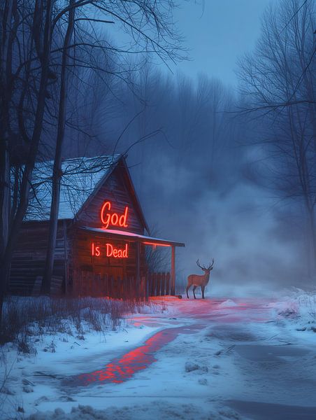 Dieu est mort | Paysage hivernal avec cerf rouge par Frank Daske | Foto & Design