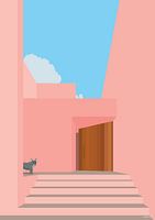Architecture minimaliste, maison mexicaine avec chien