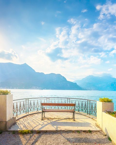 Bench on Lake Como. Bellagio, Italy by Stefano Orazzini