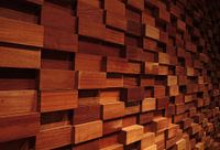 Abstracte houten wanddecoratie