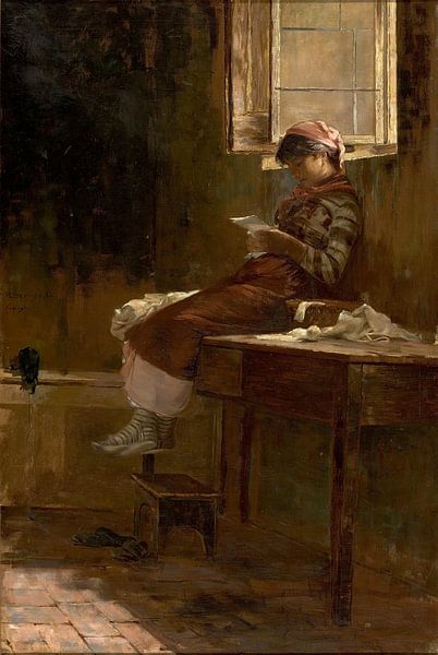 Interior with Girl Reading, Henrique Bernardelli by Masterful Masters