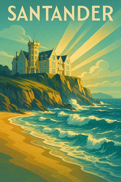 Santander Art Deco Poster - Vintage Spanien Küste Wandkunst von Travel Shop