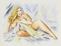 Kurvenreicher Frauenakt mit Tuch