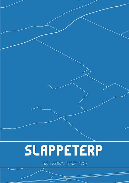 Blueprint | Carte | Slappeterp (Fryslan) par Affiches de lieux