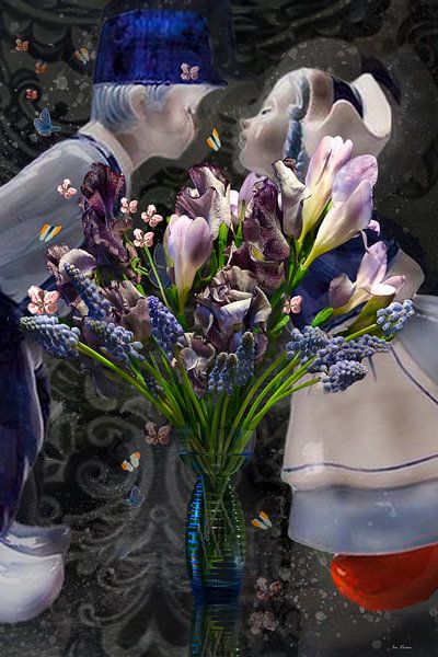 Vase de nature morte hollandais avec tulipes par ina kleiman