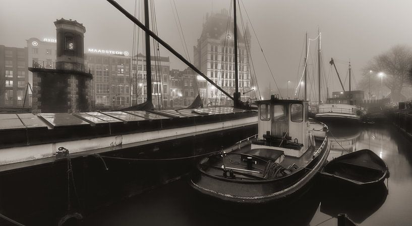 Le vieux port de Rotterdam dans le brouillard par Rob van der Teen