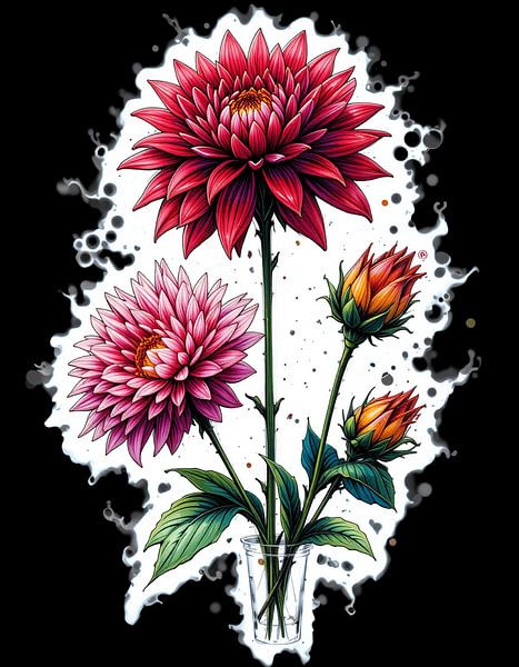 Radiant Dahlias with Budding Promise by Artistic