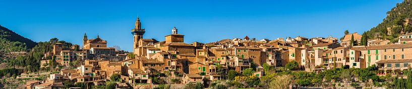 Panoramablick auf die mediterrane Altstadt von Valldemossa auf der Insel Mallorca, Spanien von Alex Winter