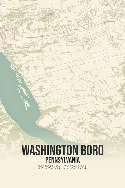 Carte ancienne de Washington Boro (Pennsylvanie), USA. par Affiches de lieux