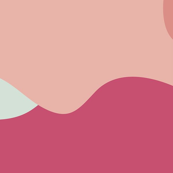 Abstract minimalistisch landschap in roze en blauw van Dina Dankers