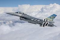 Luftaufnahme einer belgischen F-16AM mit Speziallackierung