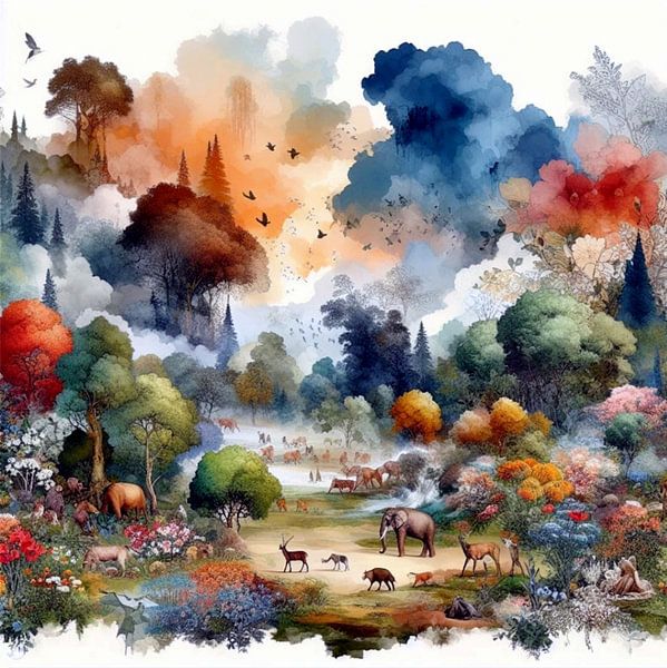 Paysage à l'aquarelle 3 par Yvonne van Huizen