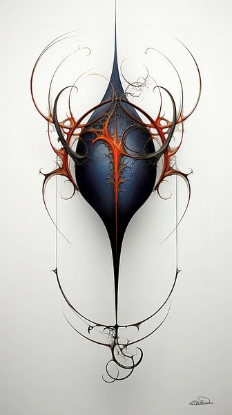 abstrakte Figur in Blau und Orange von Gelissen Artworks