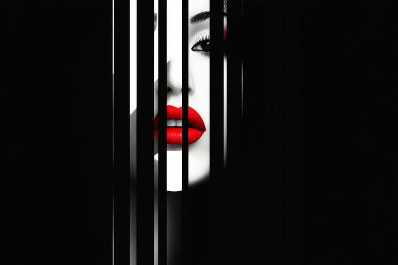 Verborgenes Gesicht hinter schwarzen Streifen von Poster Art Shop