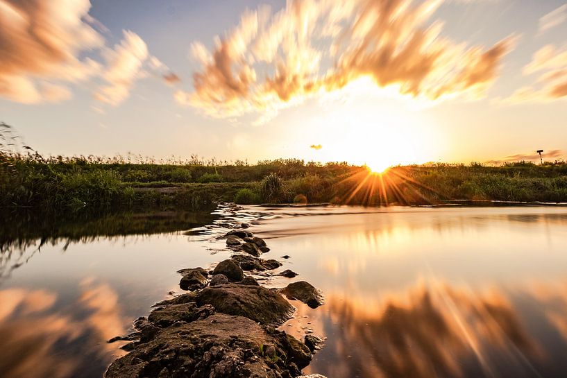 Schiffsbach Markelo lange Verschlusszeit. Sonnenuntergang von Frank Slaghuis