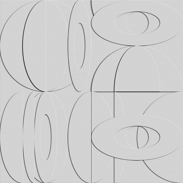 Art géométrique moderne abstrait et minimaliste. Ovales blancs en apparence 3d par Dina Dankers