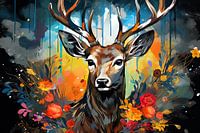 Schöner Hirsch Mixed Media Pop Art Stil