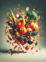 Schwebendes Obst und Gemüse zum Erntedank